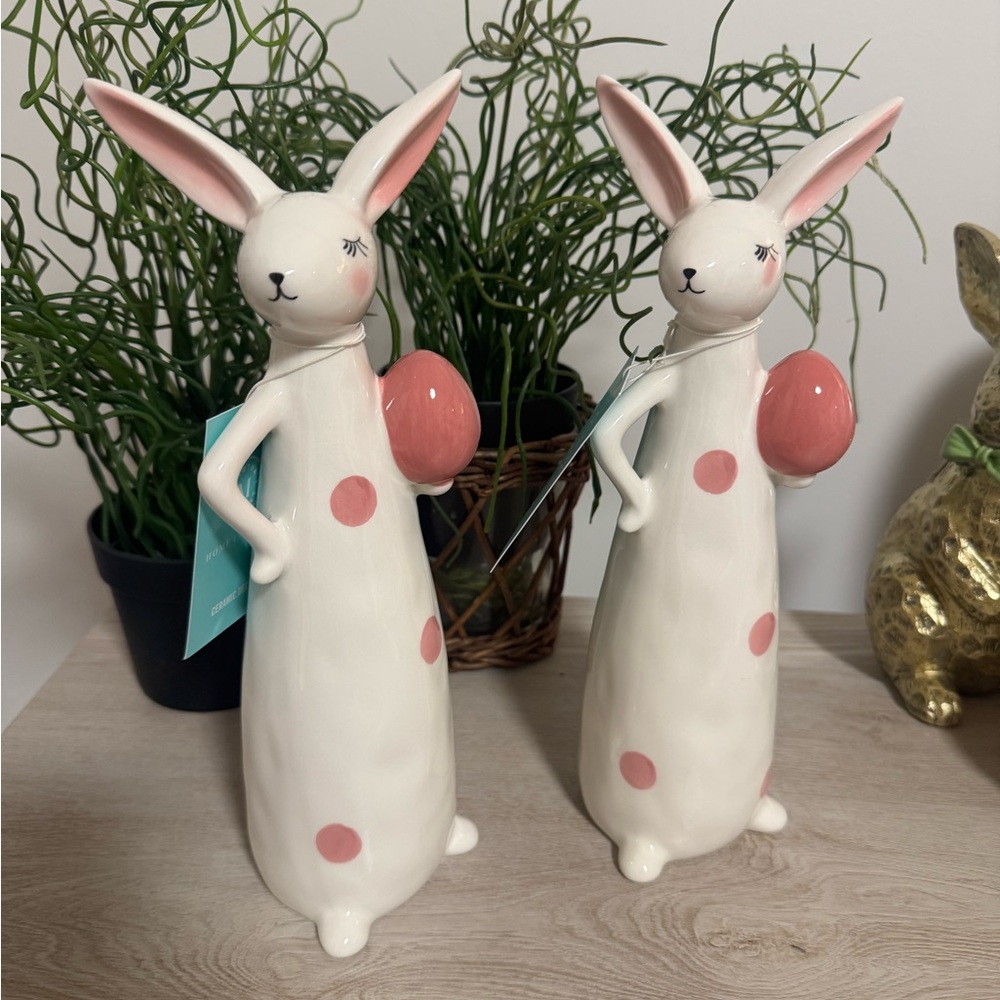 MARTHA STEWART 2026 POLKA DOT CERAMIC EASTER BUNNIES WITH ATTITUDES!